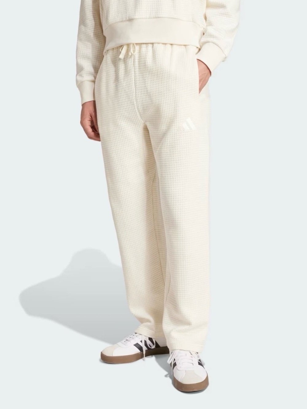 Adidas Mens All SZN Waffle-Knit Loose Open Hem Pants Off-White Men’s Size L